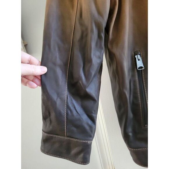 Maceoo Mens Brown Lamb leather Degrade Jacket Plus size 3X designer Outdoor - Picture 4 of 13